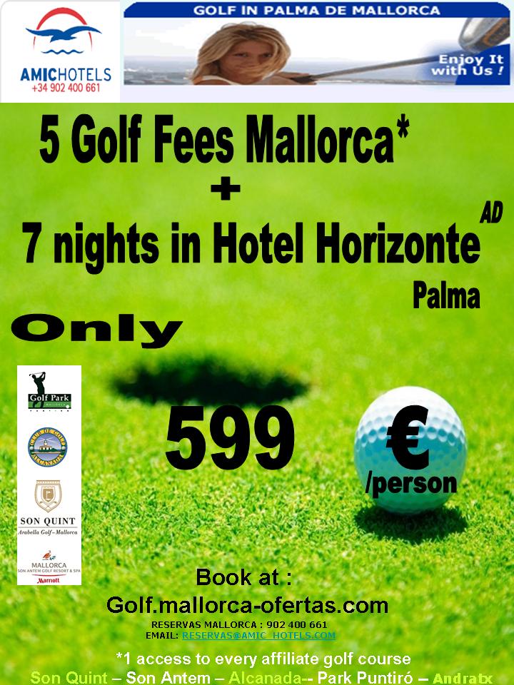 7 Nights of Accommodation, Breakfast included. Included Golf Pass Mallorca 