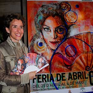 La Alcaldesa de Palma frente al Cartel de la Feria de Abril 2008